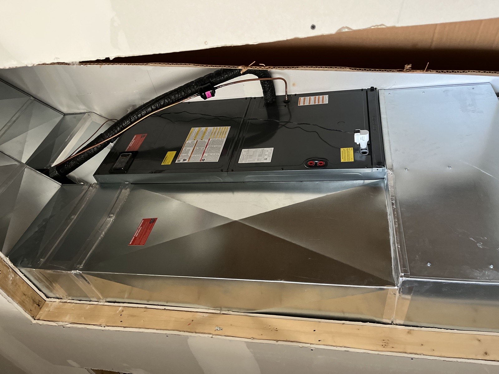 New air handler and ductwork installed during an HVAC installation in Louisville, KY