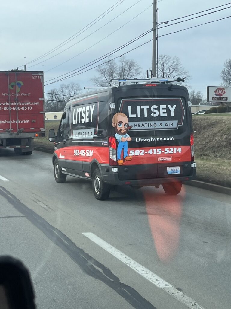 Litsey Heating and Air service van in Louisville, Kentucky — veteran-owned since 1975